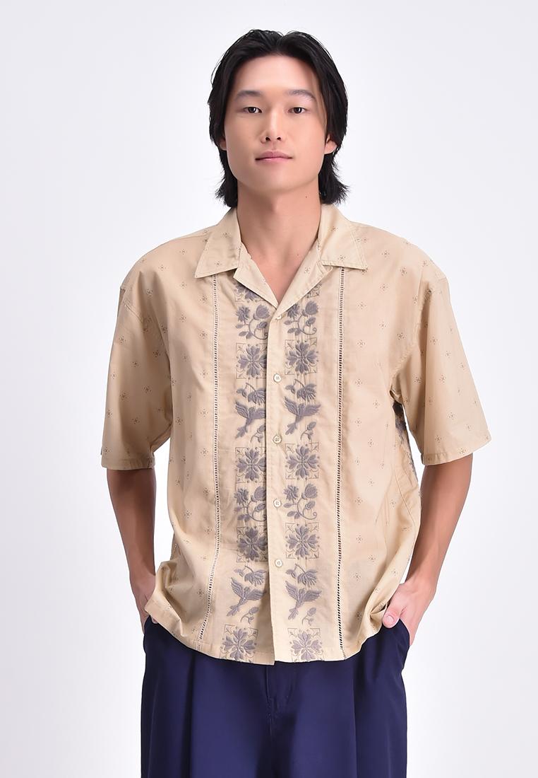 Men's 100% Cotton Embroidered Print Barong Shirt | ISF1266 Men's 100% Cotton Embroidered Print Barong Shirt | ISF1266