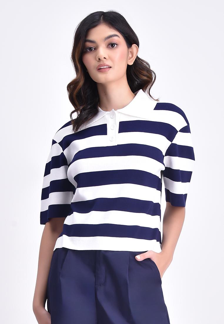 Women's Stripe Collared T-Shirt