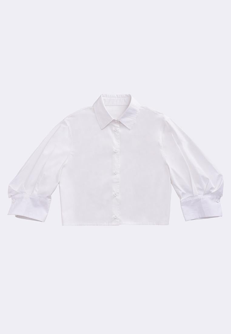 Women's Cropped Long Sleeve Button Shirt