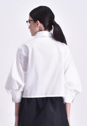 Women's Cropped Long Sleeve Button Shirt