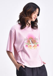 Women's Oversized Round Neck Graphic T-Shirt
