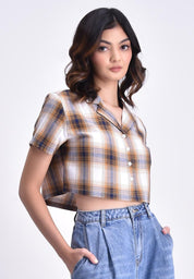 Women's Cropped Plaid Resort Polo