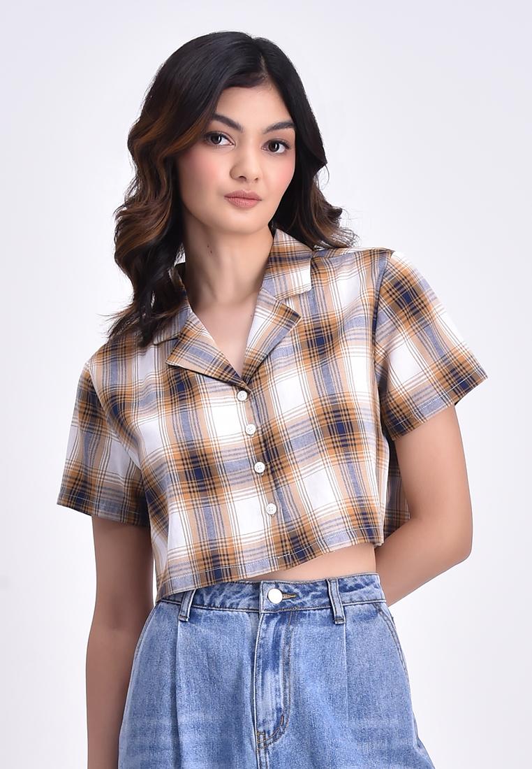 Women's Cropped Plaid Resort Polo