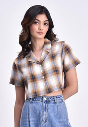 Women's Cropped Plaid Resort Polo