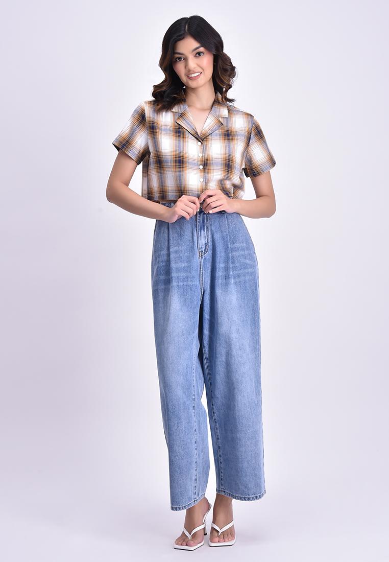 Women's Cropped Plaid Resort Polo