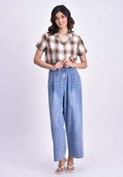 Women's Cropped Plaid Resort Polo