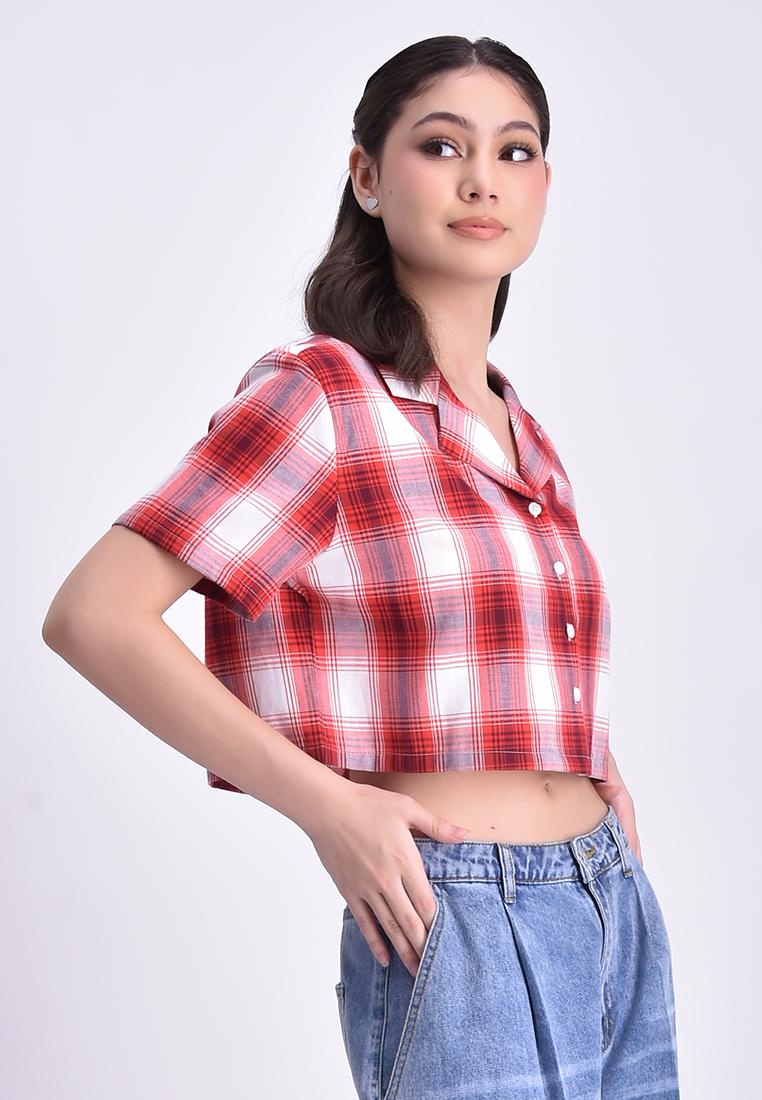 Women's Cropped Plaid Resort Polo