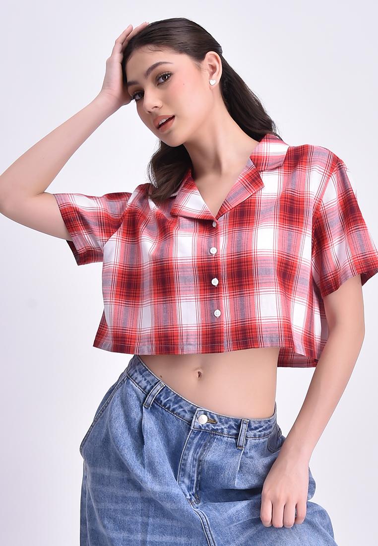 Women's Cropped Plaid Resort Polo