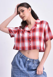 Women's Cropped Plaid Resort Polo