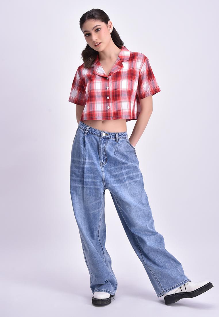 Women's Cropped Plaid Resort Polo