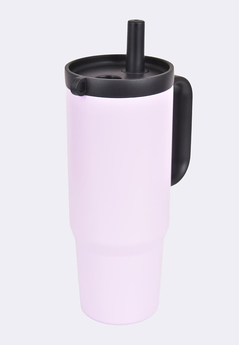 Stainless Steel Tumbler with Handle and Straw 750ml