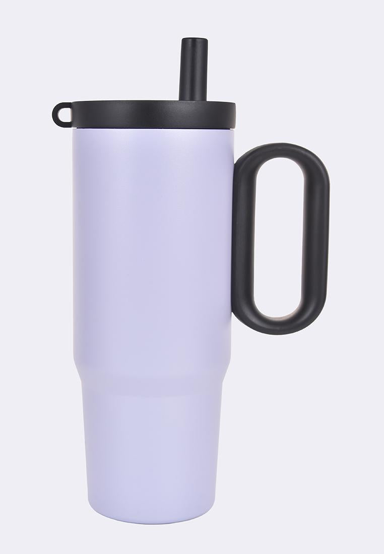 Stainless Steel Tumbler with Handle and Straw 750ml