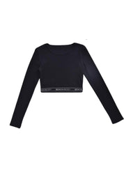 Women's Rib Cotton Stretch Crop Long Sleeves T-Shirt