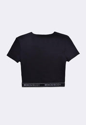 Women's Rib Cotton Stretch Crop Short Sleeves T-Shirt