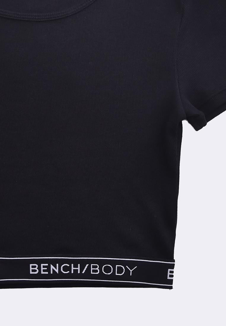 Women's Rib Cotton Stretch Crop Short Sleeves T-Shirt