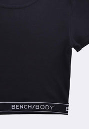 Women's Rib Cotton Stretch Crop Short Sleeves T-Shirt