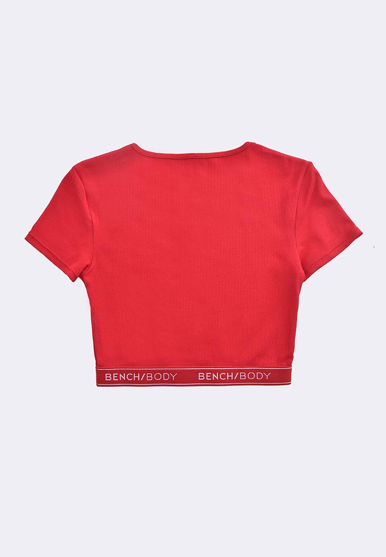 Women's Rib Cotton Stretch Crop Short Sleeves T-Shirt