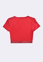 Women's Rib Cotton Stretch Crop Short Sleeves T-Shirt