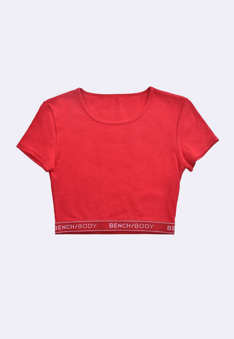 Women's Rib Cotton Stretch Crop Short Sleeves T-Shirt