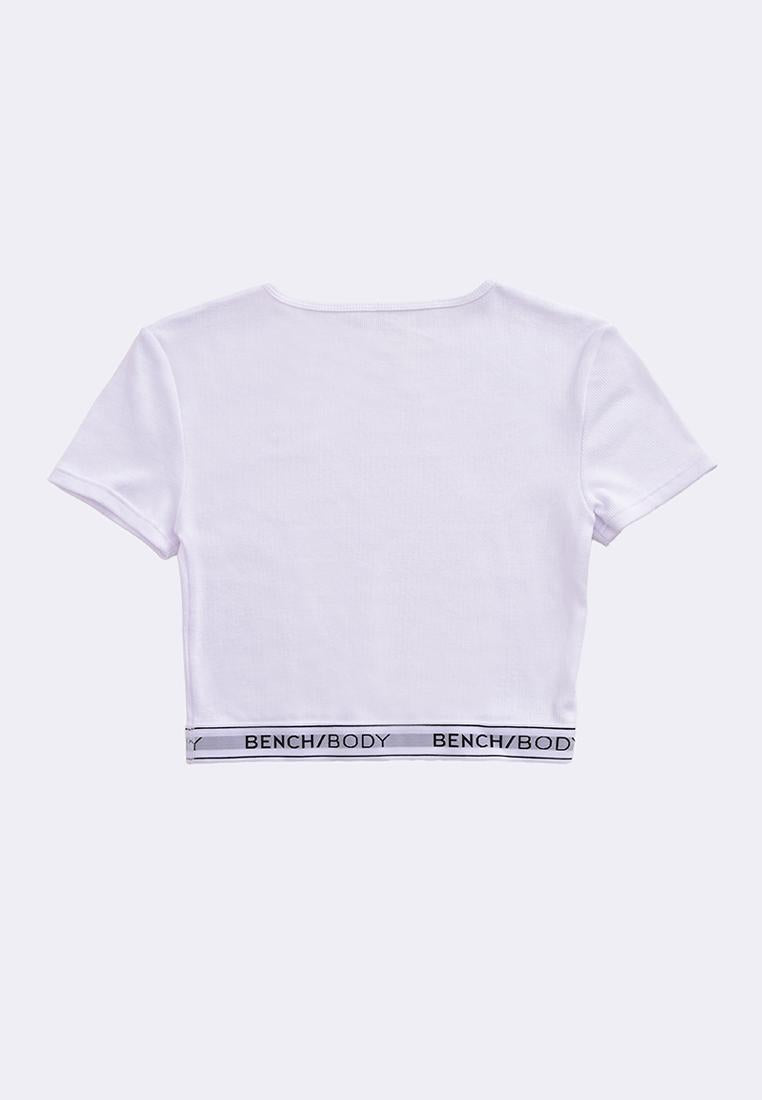 Women's Rib Cotton Stretch Crop Short Sleeves T-Shirt