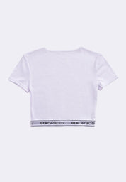 Women's Rib Cotton Stretch Crop Short Sleeves T-Shirt