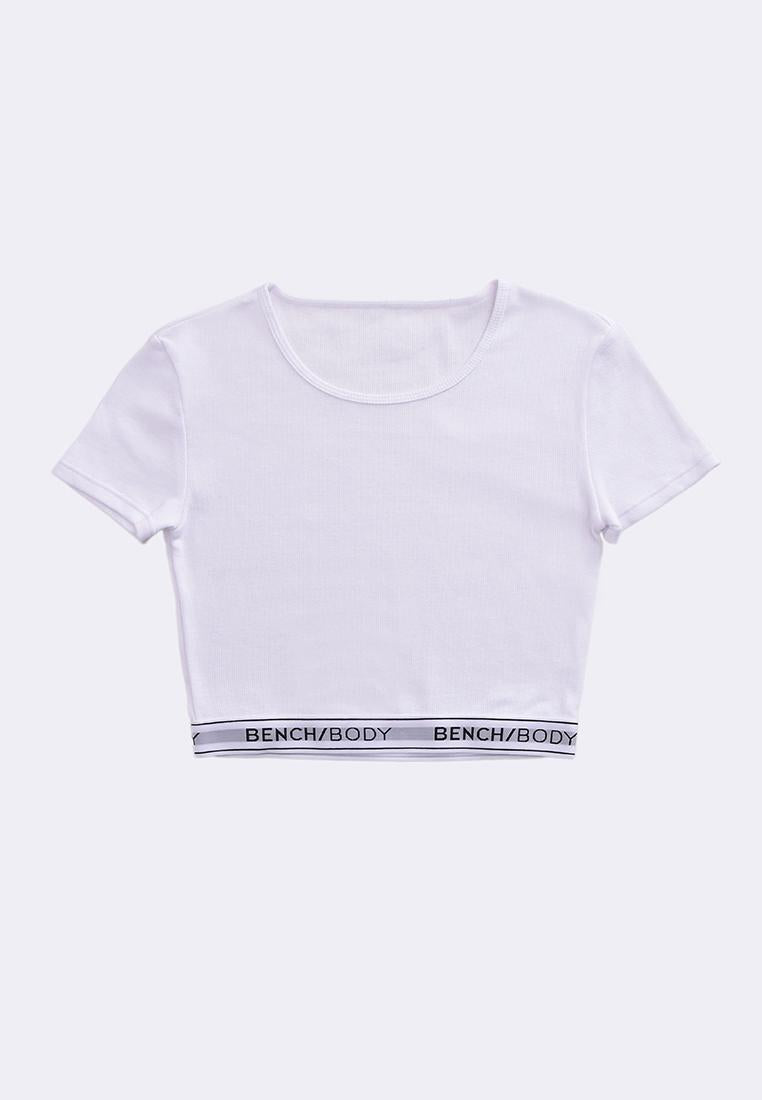 Women's Rib Cotton Stretch Crop Short Sleeves T-Shirt