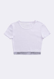 Women's Rib Cotton Stretch Crop Short Sleeves T-Shirt