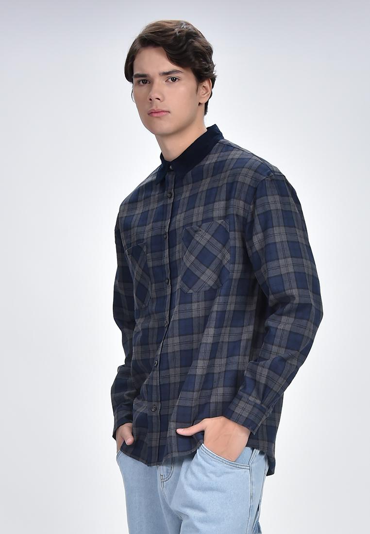 Bench x Kim Soo Hyun Men's Checkered Long Sleeve Polo