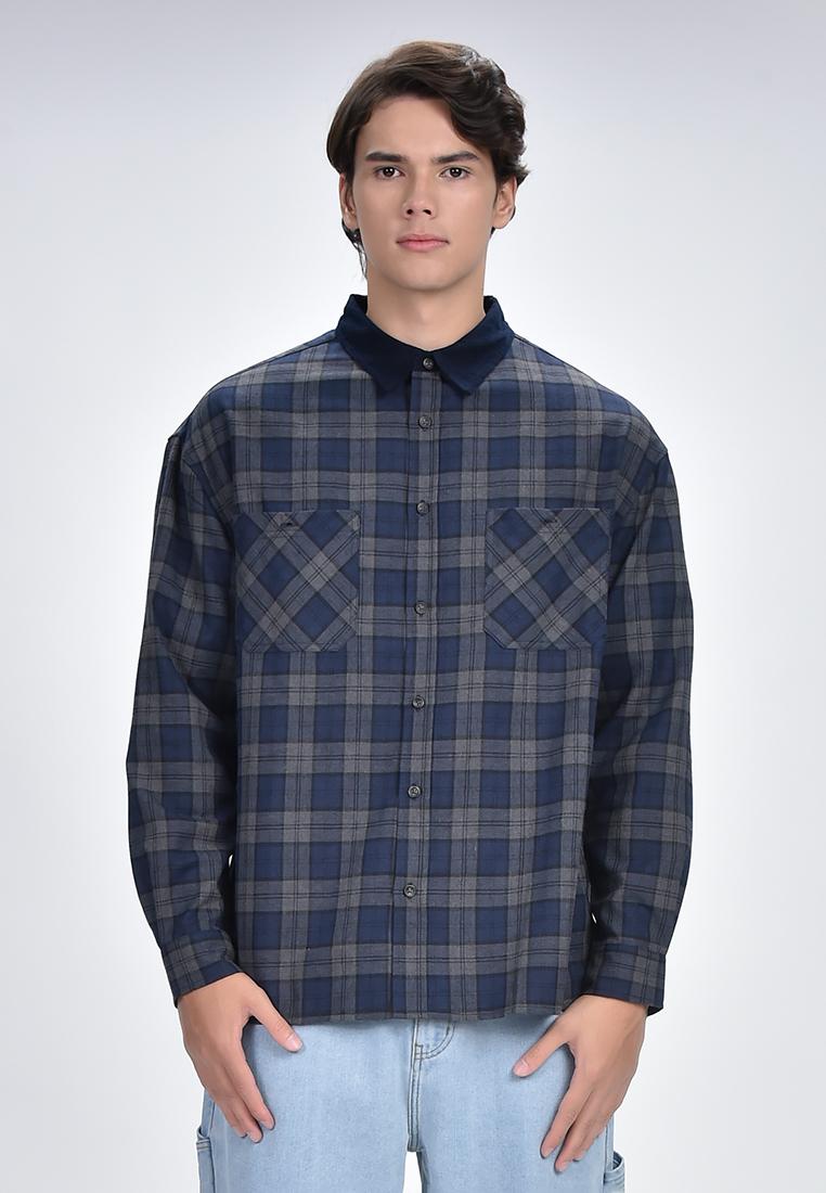 Bench x Kim Soo Hyun Men's Checkered Long Sleeve Polo