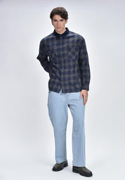 Bench x Kim Soo Hyun Men's Checkered Long Sleeve Polo