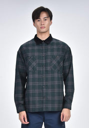 Bench x Kim Soo Hyun Men's Checkered Long Sleeve Polo