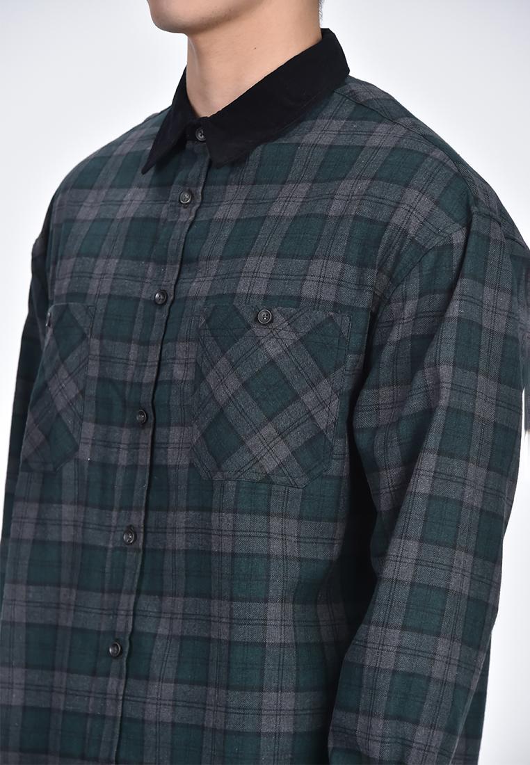 Bench x Kim Soo Hyun Men's Checkered Long Sleeve Polo