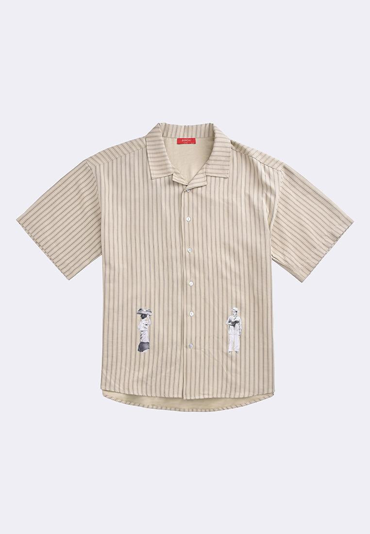 Men's Striped Short Sleeve Button Shirt