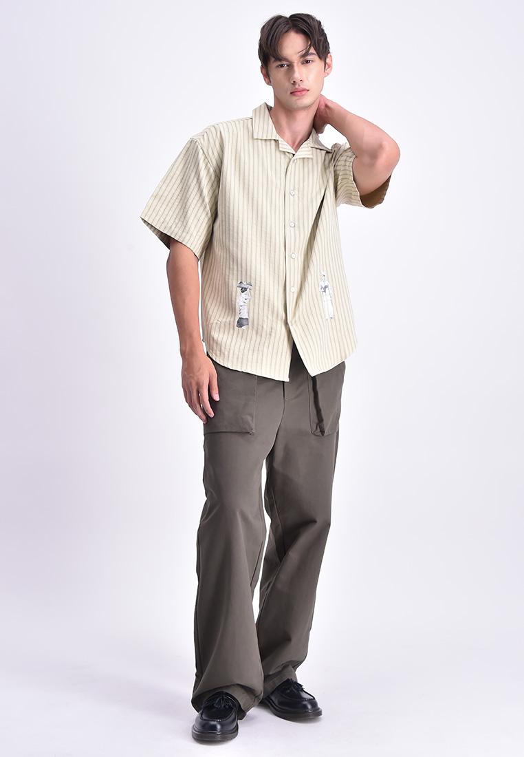 Men's Striped Short Sleeve Button Shirt