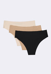 Women's 3-In-1 Pack Seamless V-Front Hi-Leg Bikini Panty