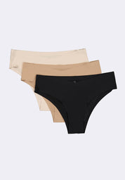 Women's 3-In-1 Pack Seamless V-Front Hi-Leg Bikini Panty