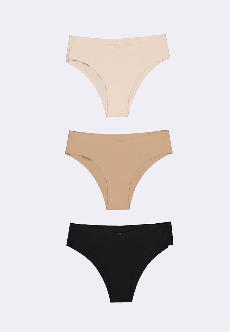 Women's 3-In-1 Pack Seamless V-Front Hi-Leg Bikini Panty