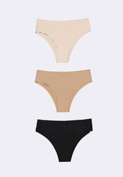 Women's 3-In-1 Pack Seamless V-Front Hi-Leg Bikini Panty