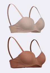 Women's 2-in-1 Pack Strapless Push Up Bra