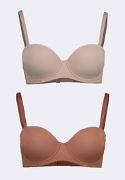 Women's 2-in-1 Pack Strapless Push Up Bra