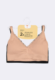 Women's 2-in-1 Pack Seamless V-Neck Bralette