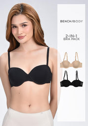 Women's 2-In-1 Demi Cup Strapless Bra