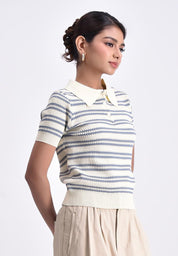 Women's Flat Knit Collared Shirt
