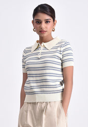 Women's Flat Knit Collared Shirt