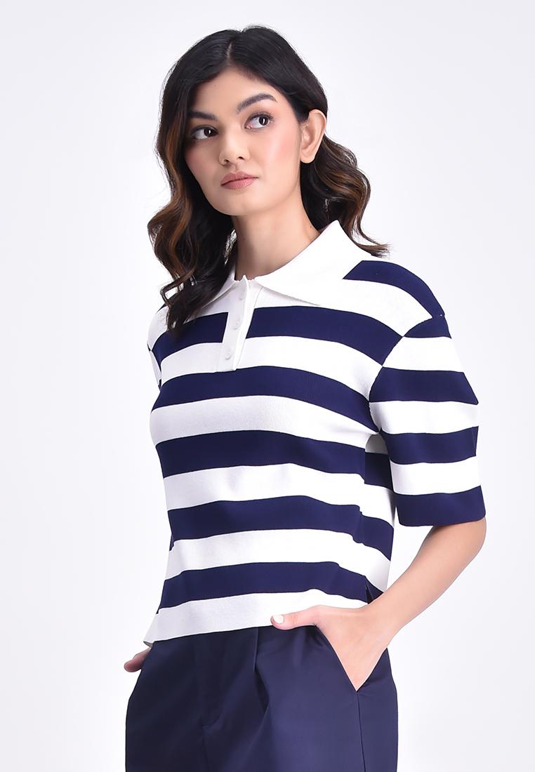 Women's Stripe Collared T-Shirt