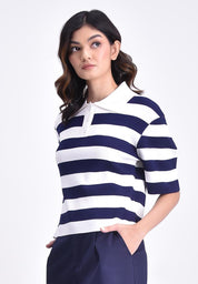 Women's Stripe Collared T-Shirt