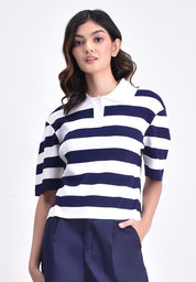 Women's Stripe Collared T-Shirt