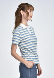 Women's Striped Collared T-Shirt