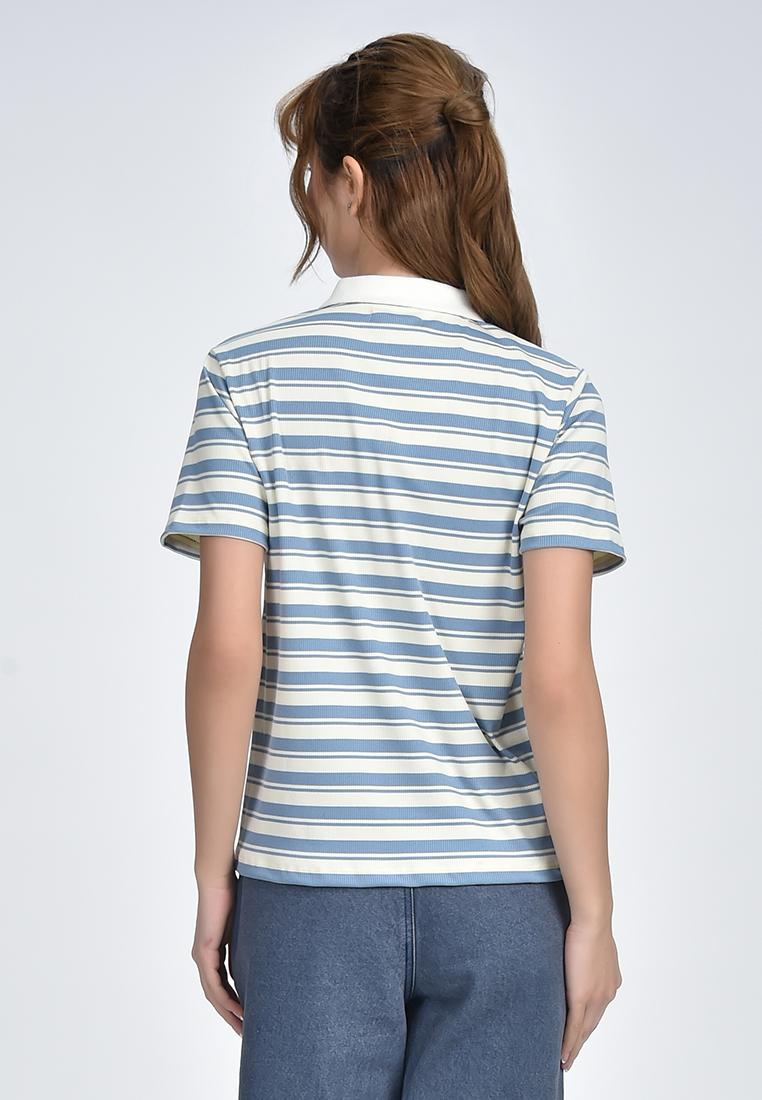 Women's Striped Collared T-Shirt