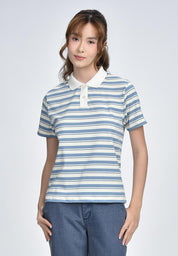 Women's Striped Collared T-Shirt